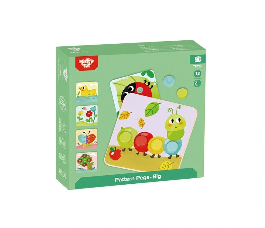 Ambalaj Tooky Toy Pattern Pegs Big TF783, joc educativ de potrivire pentru copii 3+ ani.
