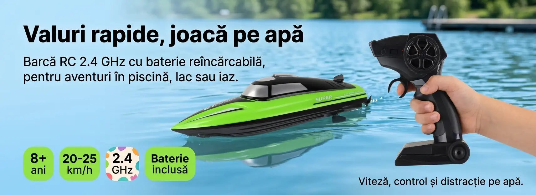 Banner AryaJoy pentru barca cu telecomandă ShadowStorm RC 2.4 GHz, pentru joacă pe apă.