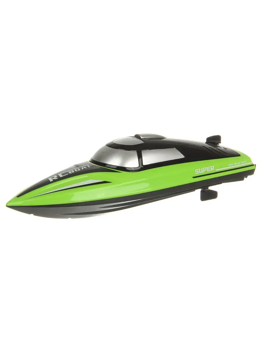 Barcă de viteză ShadowStorm văzută din față, cu design sport verde și negru.