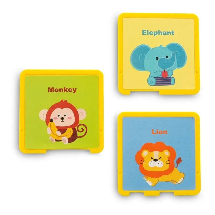 Carduri educative cu maimuță, elefant și leu pentru consola interactivă Huanger.