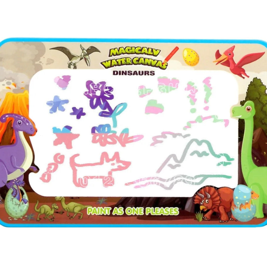 Covoraș Woopie XXL cu dinozauri și desene colorate apărute pe suprafața de pictat cu apă