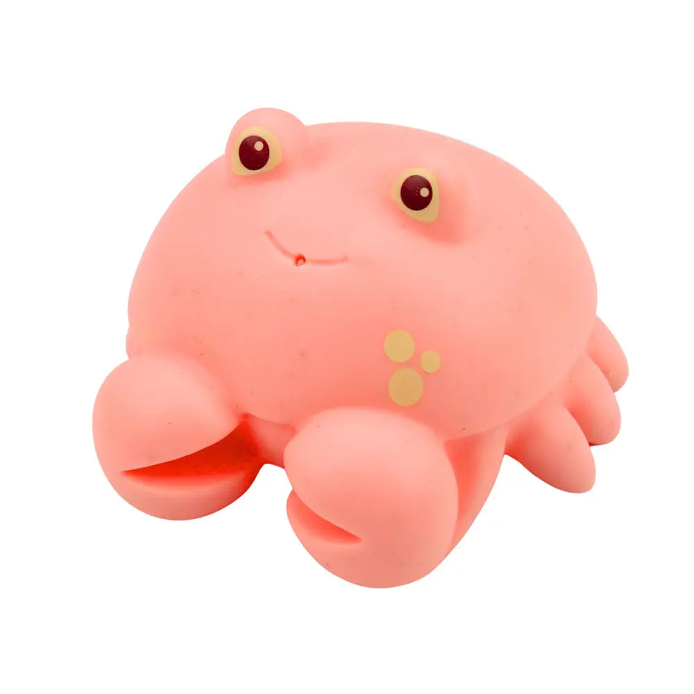 Crab roz Lean Toys din cauciuc moale, jucărie de baie pentru bebeluși.