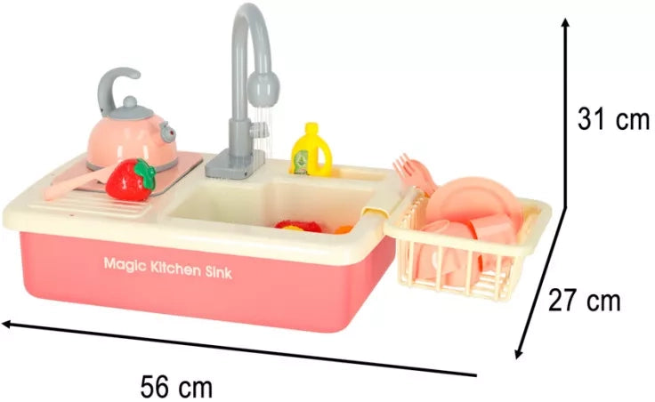 Dimensiuni pentru chiuveta Woopie Magic Kitchen Sink: 56 cm lungime, 27 cm lățime și 31 cm înălțime.