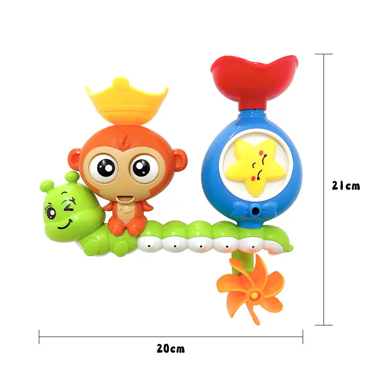 Dimensiuni pentru jucăria de baie Lean Toys cu omidă, aproximativ 20 x 21 cm.