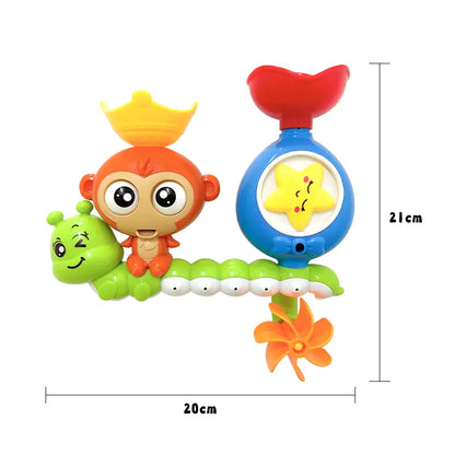 Dimensiuni pentru jucăria de baie Lean Toys cu omidă, aproximativ 20 x 21 cm.