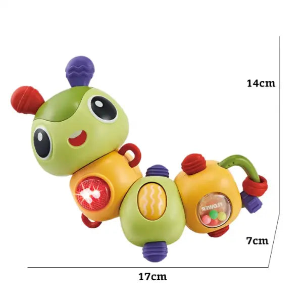 Grafic cu dimensiunile omizii senzoriale Lean Toys, aproximativ 17 x 14 x 7 cm.