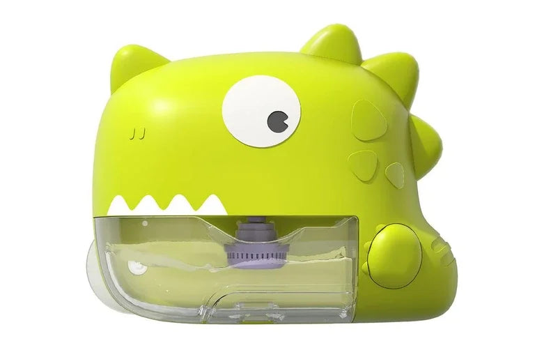 Detaliu cu rezervorul transparent al dinozaurului Lean Toys pentru apă și gel de duș.