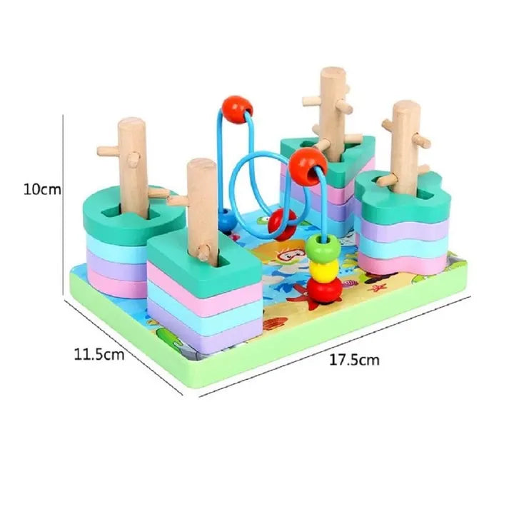 Joc educativ Lean Toys cu dimensiuni aproximative 17,5 x 11,5 x 10 cm, pentru sortare și stivuire.