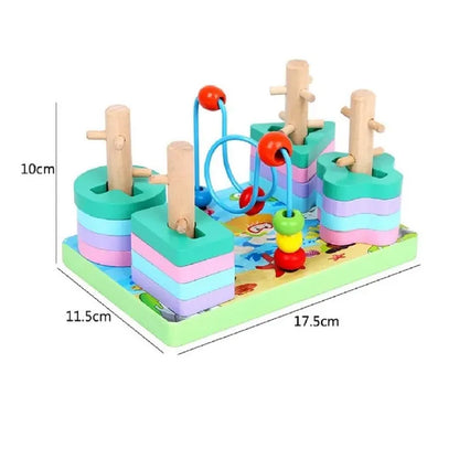 Joc educativ Lean Toys cu dimensiuni aproximative 17,5 x 11,5 x 10 cm, pentru sortare și stivuire.