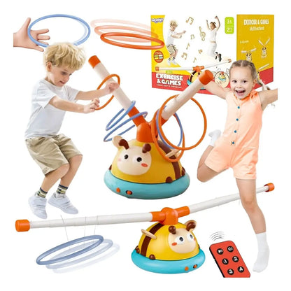 Joc de mișcare Woopie Albinuță 2 în 1, cu bară automată, inele, telecomandă și ambalaj Exercise & Games.