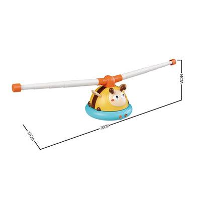 Dimensiuni produs Woopie Albinuță, cu bară de aproximativ 110 cm și înălțime de 14 cm.