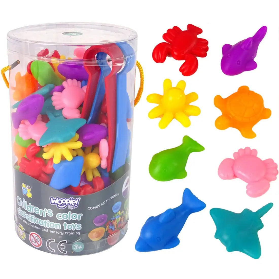 Ambalaj Woopie Children's color classification toys și figurine marine colorate pentru sortare.