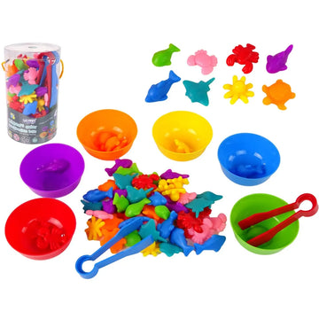 Set complet Woopie de sortare culori, cu ambalaj tip tub, boluri, pensete și figurine marine.