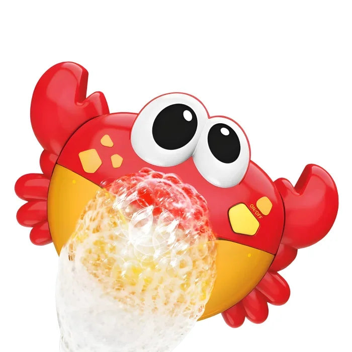 Close-up cu Woopie Bubble Crab care eliberează bule și spumă prin gura crabului roșu.