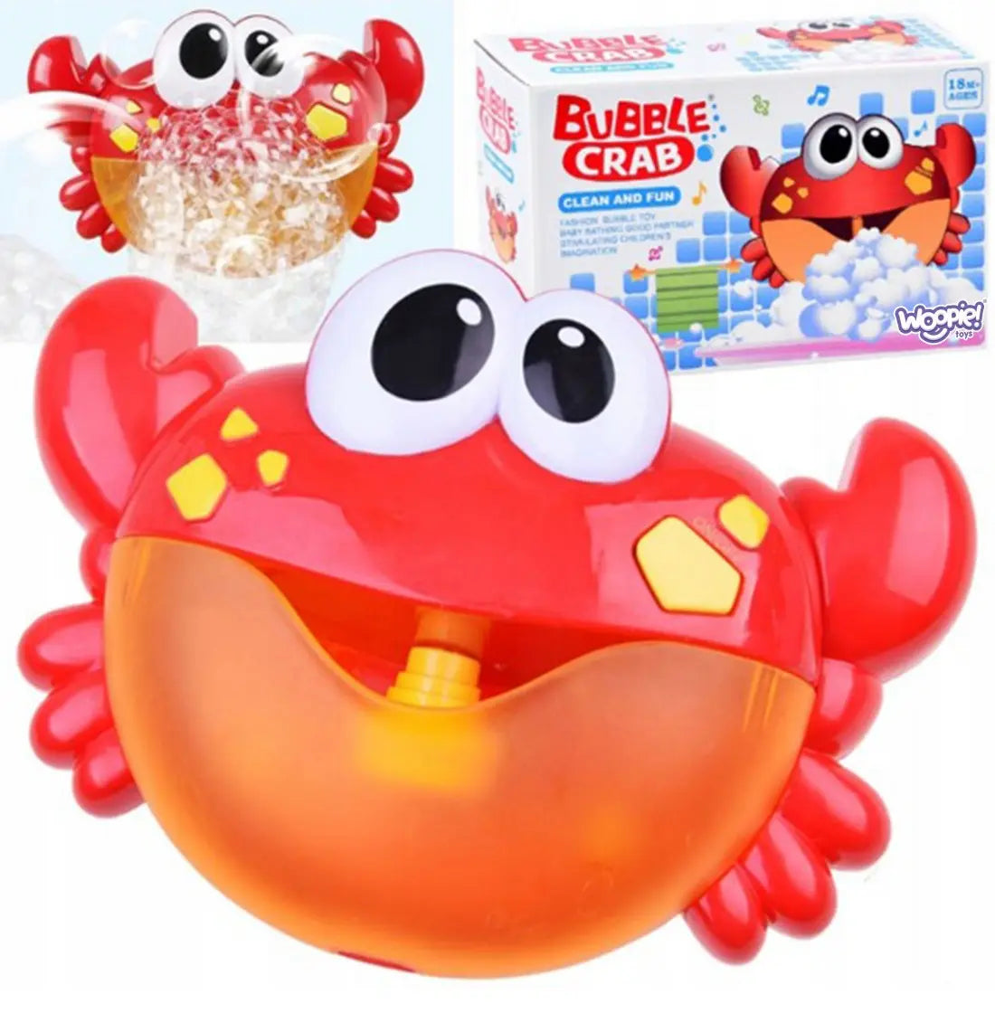 Jucărie de baie Woopie Baby Bubble Crab cu ambalaj, crab roșu și spumă pentru băița copiilor.