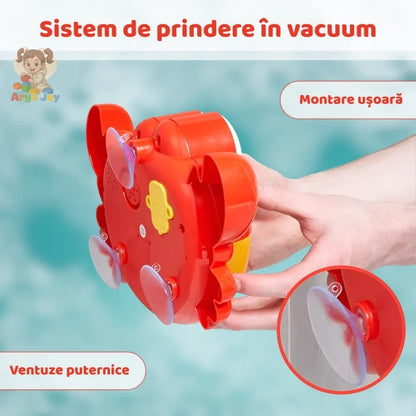 Sistemul de prindere cu ventuze al jucăriei de baie Woopie Bubble Crab, pentru montare ușoară.
