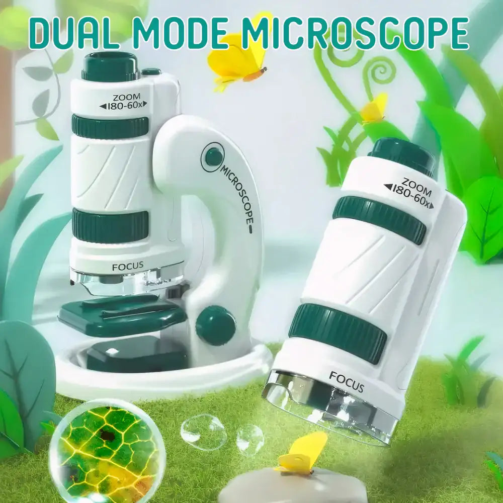 Microscop educativ Lean Toys dual mode, folosit pe suport sau separat ca microscop portabil pentru copii.