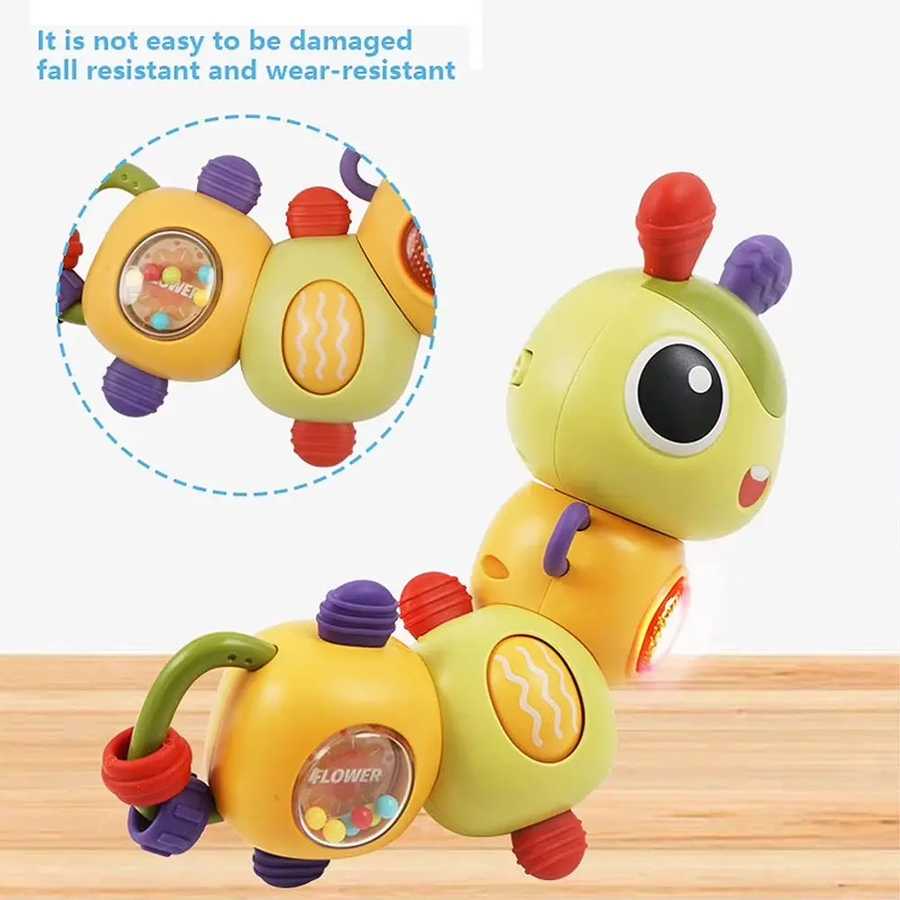 Infografic despre corpul rezistent și elementele texturate ale omizii senzoriale Lean Toys.