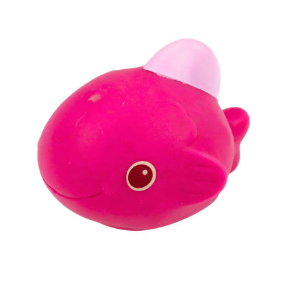 Pește roz din cauciuc moale Lean Toys, jucărie de baie în formă de animal marin.