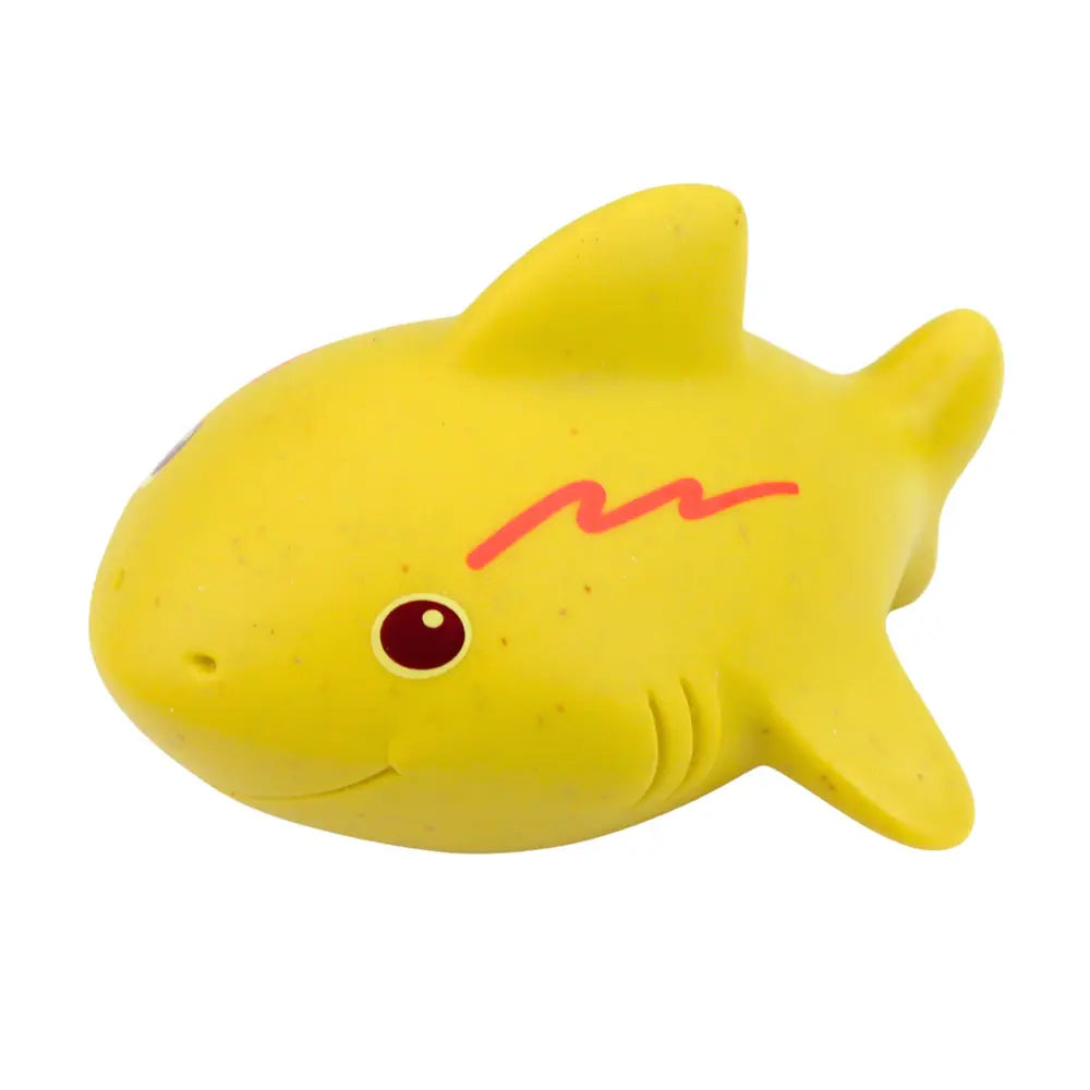 Rechin galben din cauciuc moale Lean Toys, figurină de baie pentru bebeluși.