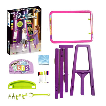 Set complet Woopie 3 în 1 cu ambalaj, suport, markere, lavetă, poliță și elemente de montaj.