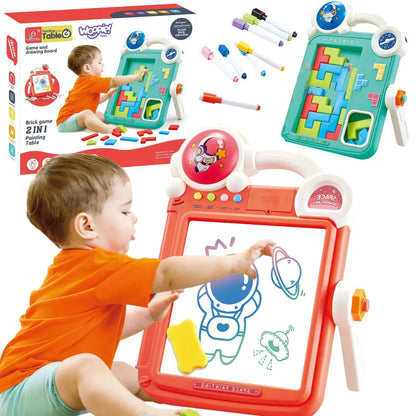 Ambalaj Woopie pentru tabla de desen 2 în 1 cu joc Tetris, pictură și variantă portocalie, 3+ ani.