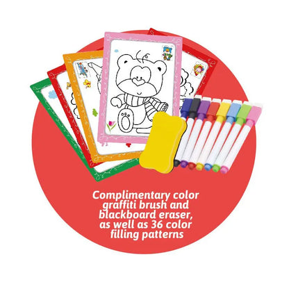 Colaj cu funcțiile tablei Woopie: butoane sonore, desen, carduri și accesorii.