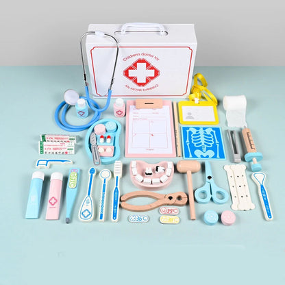 Trusă doctor Lean Toys cu valiză, stetoscop, radiografie, instrumente și accesorii pentru joc de rol.